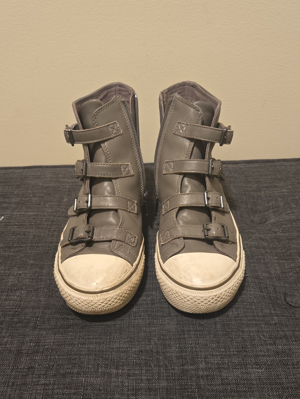 Ash Women's Gray High-Top Buckle Sneakers